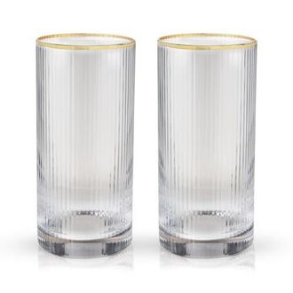 Viski Meridian Crystal Highball Glasses Set of 2 in Clear at Nordstrom