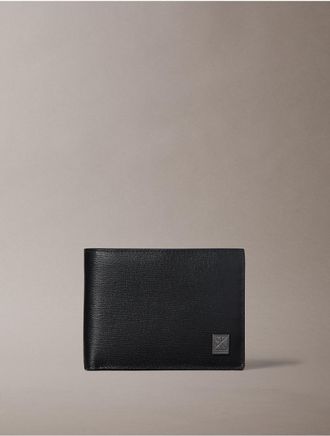 Calvin Klein Mens Emblem Logo Hardware Trifold Coin Wallet - Black