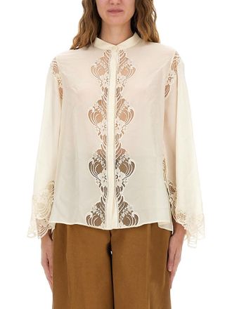 Chlo&eacute; Fluid Silk Georgette And Lace Blouse