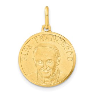 Diamond2Deal 14k Yellow Gold Polished and Satin Papa Francesco Medal Pendant