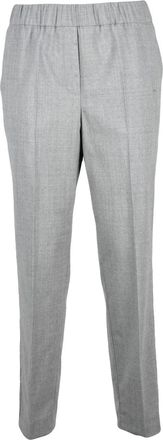 PESERICO Grey Stretch Virgin Wool Embroidered Formal Pants