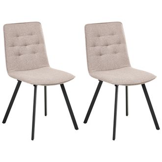 Beliani Beliani - Conjunto De 2 Sillas De Comedor Sin Reposabrazos Dise&ntilde;o Escandinavo Tapizado F&aacute;cil De Limpiar Marr&oacute;n Claro Carver