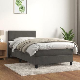 vidaXL Cama Box Spring Con Colch&oacute;n Terciopelo Gris Oscuro 100x200 Cm Vidaxl