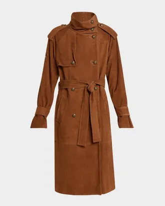 Kobi Halperin Johnny Suede Double-Breasted Coat