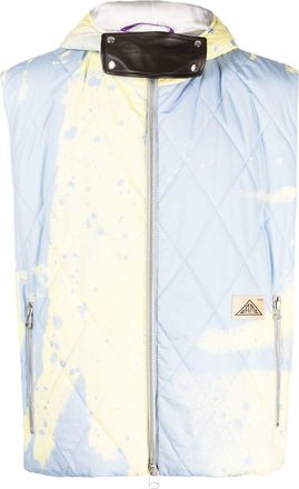 OAMC abstract-print hooded gilet - men - Cotton/Polyester/Acetate/Cupro - L - Blue