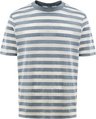 Gran Sasso Gestreept Katoenen T-shirt - Heren - T-shirts - Blauw - L - Katoen - Tops