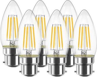 OEM Bombilla Led De Filamento 4w C35 B22 - Bombilla Tipo Vela - Blanco C&aacute;lido 2700k, 470lm 80ra - No Regulable (paquete De 6)
