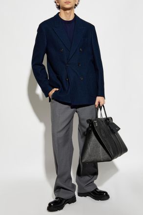 Etro Cotton Blazer With Closed Lapels, Mens, Navy Blue