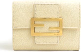 Fendi Beige Leather Wallet (Tri-Fold) (Pre-Owned)