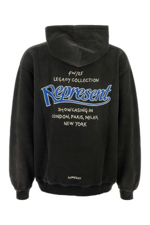 Represent Mens Black Cotton Sweatshirt Stainedblack Exterior: Felpe