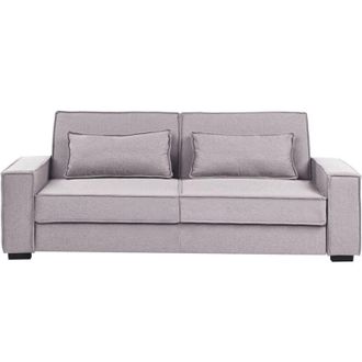 Beliani Divano letto a 3 posti con rivestimento in tessuto e cuscini Meccanismo letto Click-Clack Gambe in plastica Soggiorno Camera da letto Grigio Arole