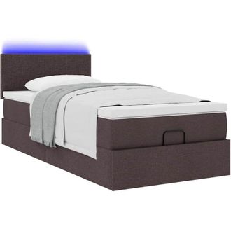 vidaXL Estructura Cama Otomana Colch&oacute;n Tela Marr&oacute;n Oscuro 80x200cm Vidaxl
