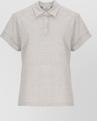PESERICO striped lurex knit linen cotton polo