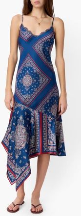 Cami NYC Becky Lace Trim Silk Slipdress in Mariners Bandana at Nordstrom, Size Xx-Small