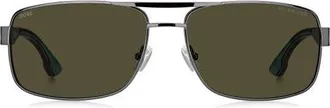 BOSS 62mm Navigator Sunglasses in Dark Ruthenium/green at Nordstrom