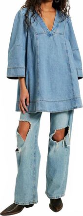 Free People Goldie Denim Mini Dress In Celestial Blue