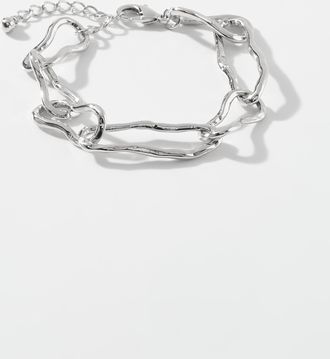 Simons Womens Long hammered oval-link bracelet