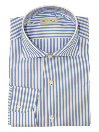 Sartorio Napoli pinstripe cotton shirt - Blue