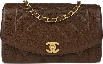 Chanel 1992 small Diana quilted chain shoulder bag - women - Caviar Leather - One Size - Brown