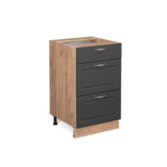 Vicco Mueble Bajo De Cocina Fame-line, Antracita-oro, 50 Cm Sin Encimera