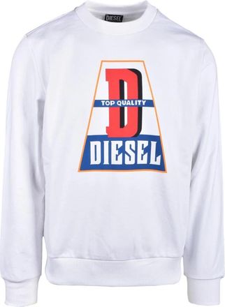 Diesel Katoenmix Stijlvolle Gebreide Top - Heren - Sweatshirts - Wit - L - Katoen - Hoodies & sweatvesten