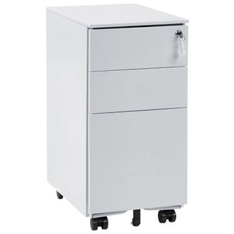 Beliani Armario De Oficina Moderno 3 Cajones Cerradura Con Llave Ruedas Metal Gris Claro Bolsena