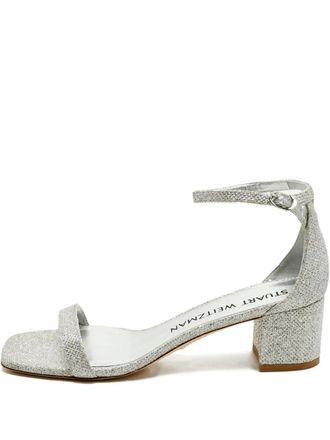 Stuart Weitzman Nearlynude glitter ankle-strap sandals - Silver