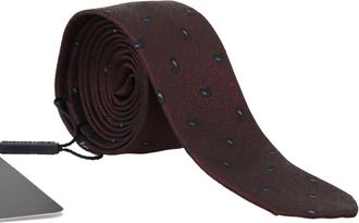 Dolce & Gabbana Heren Bordeaux 100% Zijden Patroon Slanke Stropdas