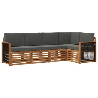 vidaXL Conjunto De Sof&aacute; Seccional Con Coj&iacute;n 4 Pcs Natural Y Antracita Vidaxl
