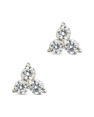 Sterling Forever Silver Cz Pyramid Studs