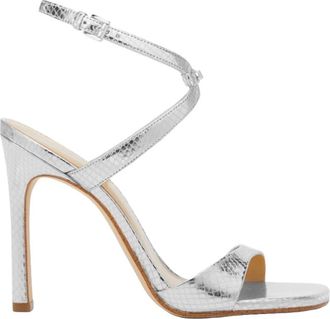 Michael Kors Zilveren Leren Open Teen Sandalen - Dames - Sandalen met hakken - Grijs - 39 EU - Leer - Schoenen