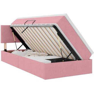 vidaXL Storage Bed with Mattress with Storage Pink 100 x 200 cm Velvet vidaXL