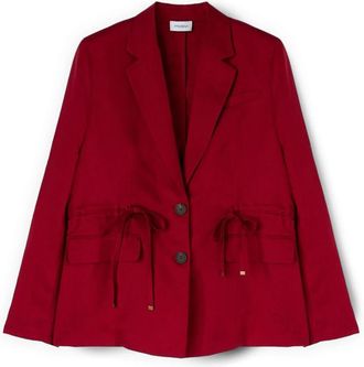 Motivi Linnen mix blazer met trekkoord - Dames - Blazers - Rood - XS - Linnen - Jassen