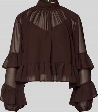 Gestuz Blusenshirt mit Volants Modell mio in Dunkelbraun, Größe 34