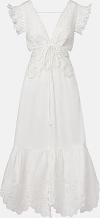 Farm Rio Broderie anglaise cotton midi dress