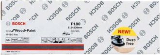 Bosch Foglio abrasivo M480 Net, ideale per legno e vernice, 115 x 230 mm, 180