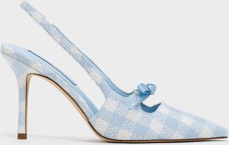 Charles & Keith Venetia Gingham Bow Pointed-Toe Slingback Pumps