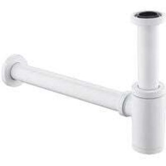 OEM Desag&uuml;e Universal Para Lavabos Y Fregaderos - Blanco - Con Abertura De Limpieza - Sif&oacute;n De Dise&ntilde;o - Sif&oacute;n Tubular -crezuo