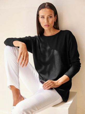 Heine Strickpullover HEINE Pullover, Damen, Gr. 34, schwarz, 70% Viskose, 30% Polyamid, unifarben, Pullover Strickpullover