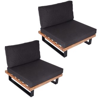 Hhg Nunca Usado] Juego De 2 Sillones Lounge Hhg 469, Sillones De Jard&iacute;n, Madera De Acacia Spun Poly Con Certificaci&oacute;n Fsc, Aluminio, Marr&oacute;n Claro, Tapizad