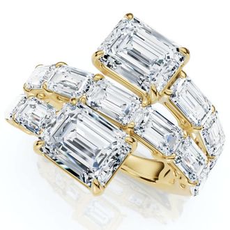 Pompeii3 6 1/2Ct Emerald Cut Diamond Ring Gold Womens Right Hand Anniversary Band