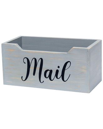 Lalia Home Rustic Farmhouse Wooden Tabletop Decorative Script Word Mail Organizer Box