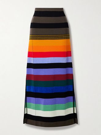 Christopher John Rogers Gonna Maxi In Misto Lana A Righe - Multicolore