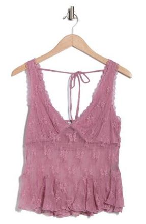 Madden Girl V-Neck Lace Top in Mauve at Nordstrom Rack, Size X-Large