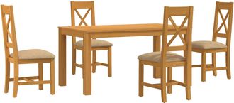 vidaXL Conjunto De Comedor 5 Uds. Beige Madera De Roble S&oacute;lido Vidaxl