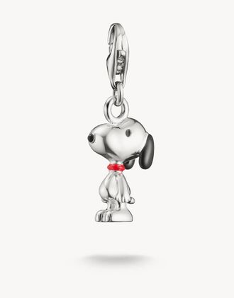 Thomas Sabo Charm pendente a forma di Snoopy dei Peanuts tonalit&agrave; argento, nero e rosso