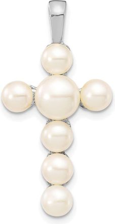 Diamond2Deal 14KW 4-5mm 5-6mm White Button FWC Pearl Cross Pendant