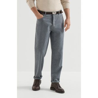 Brunello Cucinelli Virgin wool flannel five-pocket trousers in Camel at Nordstrom, Size 54