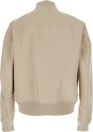 Rick Owens Mens Bomber Jacket Heizer Flight Beige Cotton Blend Coat
