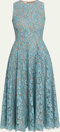 Michael Kors Sleeveless Floral Lace A-Line Midi Dress